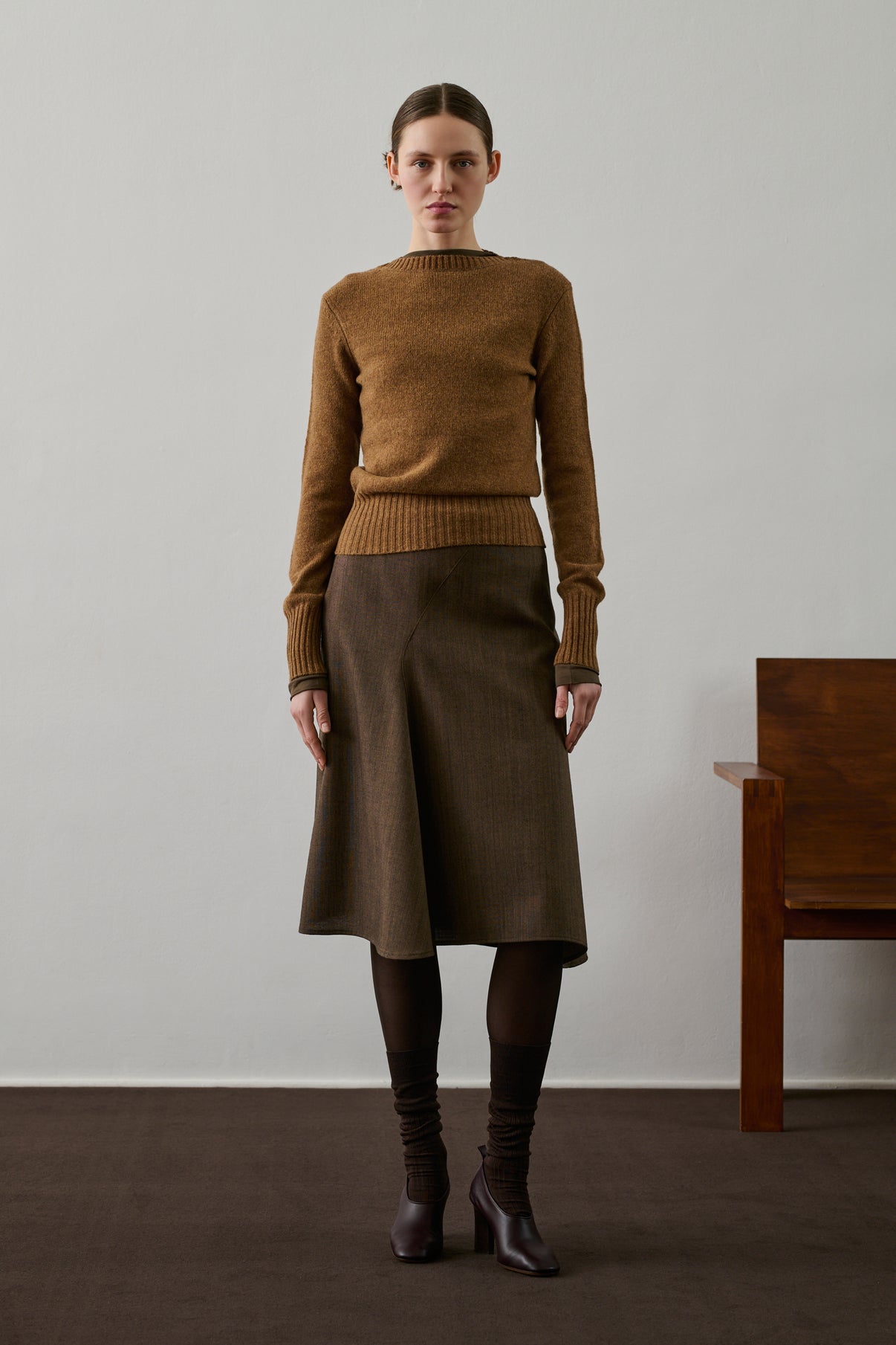 Jupe Gali - Marron Chiné - Laine - Femme vue 1