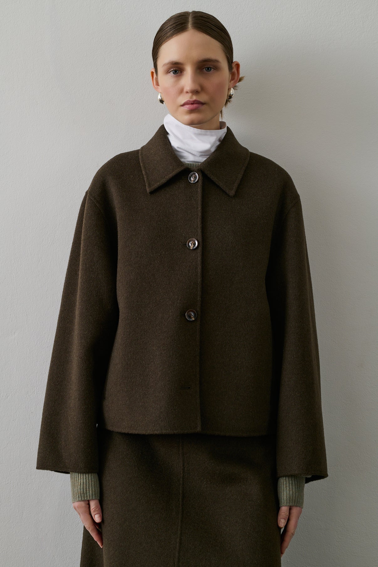Manteau Gyoda - Kaki Brun - Laine - Femme vue 3